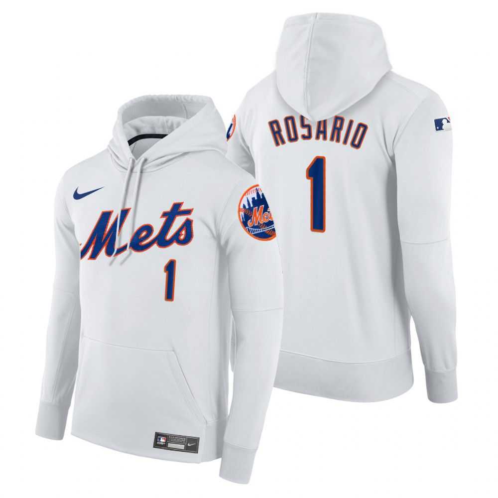 Men New York Mets 1 Rosario white home hoodie 2021 MLB Nike Jerseys